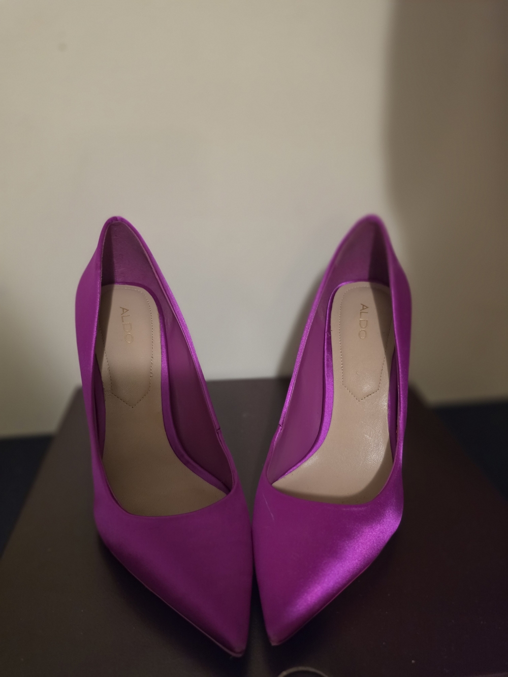 ALDO Magenta Satin Pointed-Toe Pumps